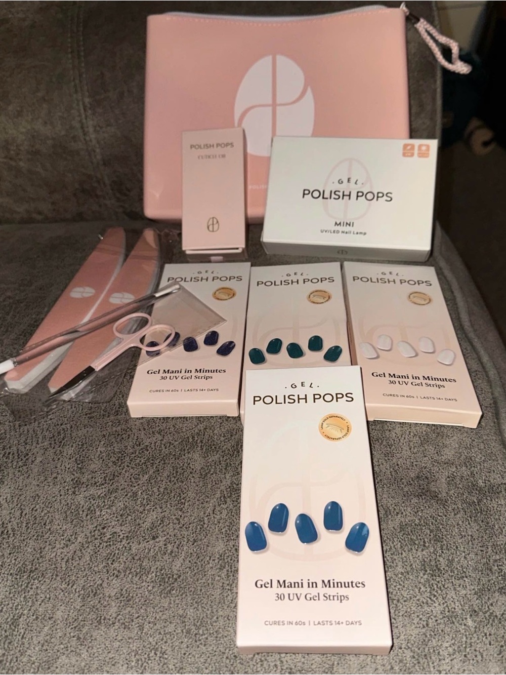 Polish Pops Gel Nail Strips Complete Bundle - Blue, Teal, Navy, Light Pink